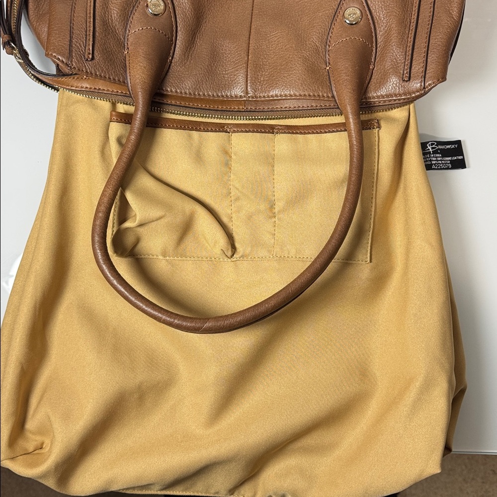 B. Makowsky camel leather triple entry large satchel tote - Picture 9 of 14